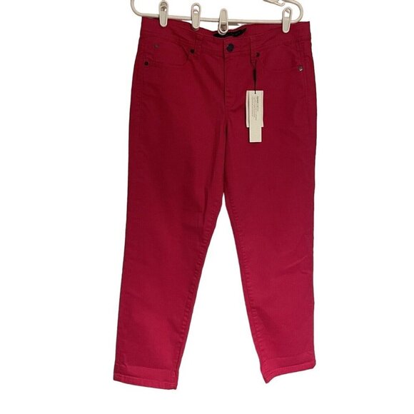 Calvin Klein Jeans Wmn 31/12 Hot Pink Power Stretch Skinny Slim Cropped Jean NWT - Picture 1 of 10
